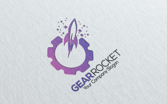 Minimal Gear Rocket Logo Template