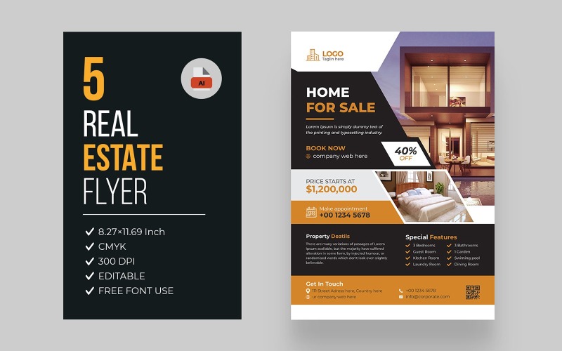 Modern Real Estate Home Sale Flyer Bundle Corporate Identity