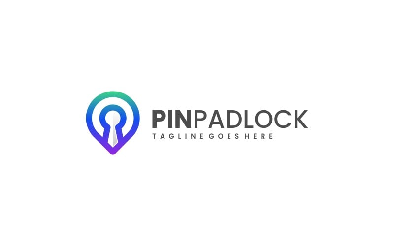 Pin Padlock Gradient Logo Logo Template