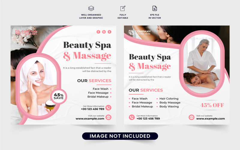 Skin care and massage center poster Social Media