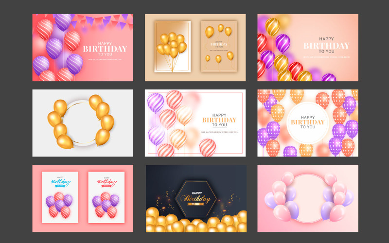 Birthday banner template set. Happy birthday to you text background Illustration