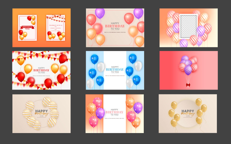 Birthday vector banner template set. Happy birthday text in white space background Illustration
