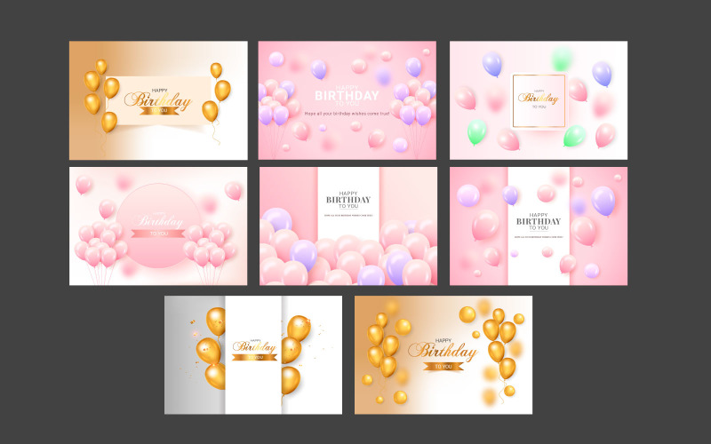 Birthday vector banner template set. Happy birthday to you text in white space background concept Illustration