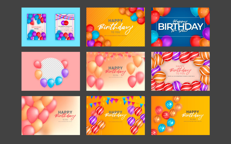 Birthday vector banner template set. Happy birthday to you text in white space Illustration