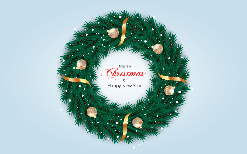 Christmas wreath and wreath decoration with pine branch christmas balls Illustration