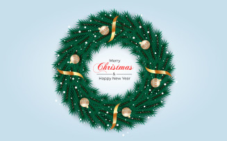 Christmas wreath and wreath decoration with pine branch christmas balls