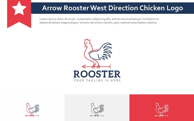 Arrow Rooster West Direction Chicken Vintage Line Logo Logo Template