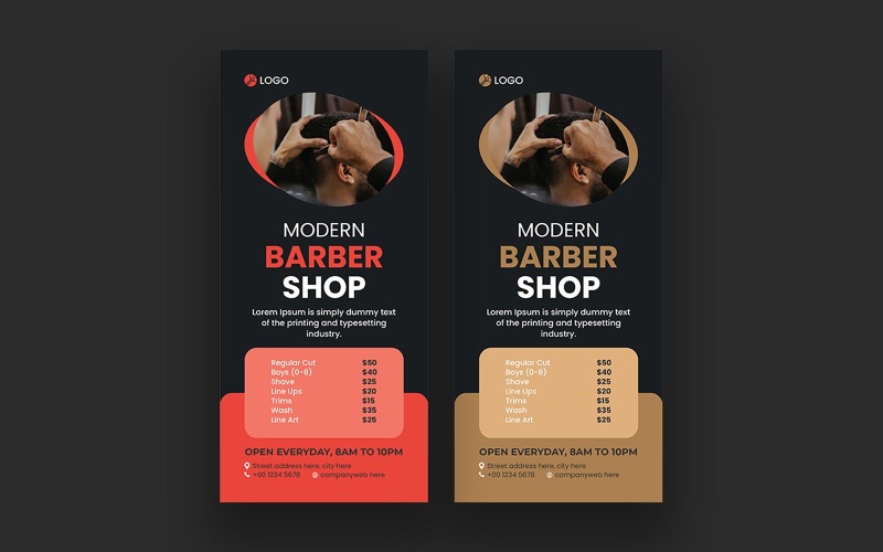 Barbershop Rack Card or Dl Flyer Corporate Identity
