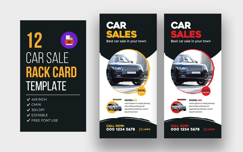 Car Sale Rack Card Bundle Corporate Identity