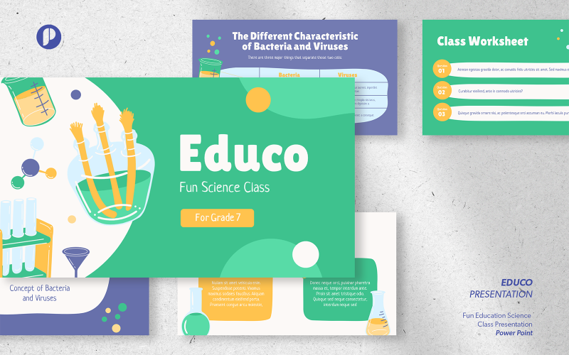 Educo – green fun education science class presentation PowerPoint Template