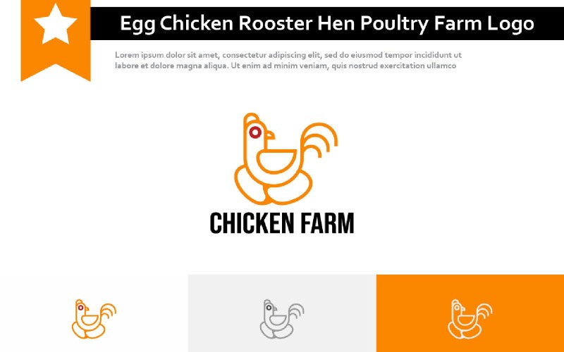 Egg Chicken Rooster Hen Poultry Animal Farm Line Logo Logo Template