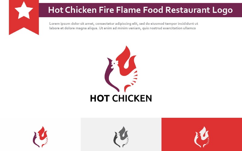 Hot Chicken Fire Flame Grilled Food Restaurant Logo Logo Template