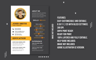 Modern Minimalist Editable Resume Template Design