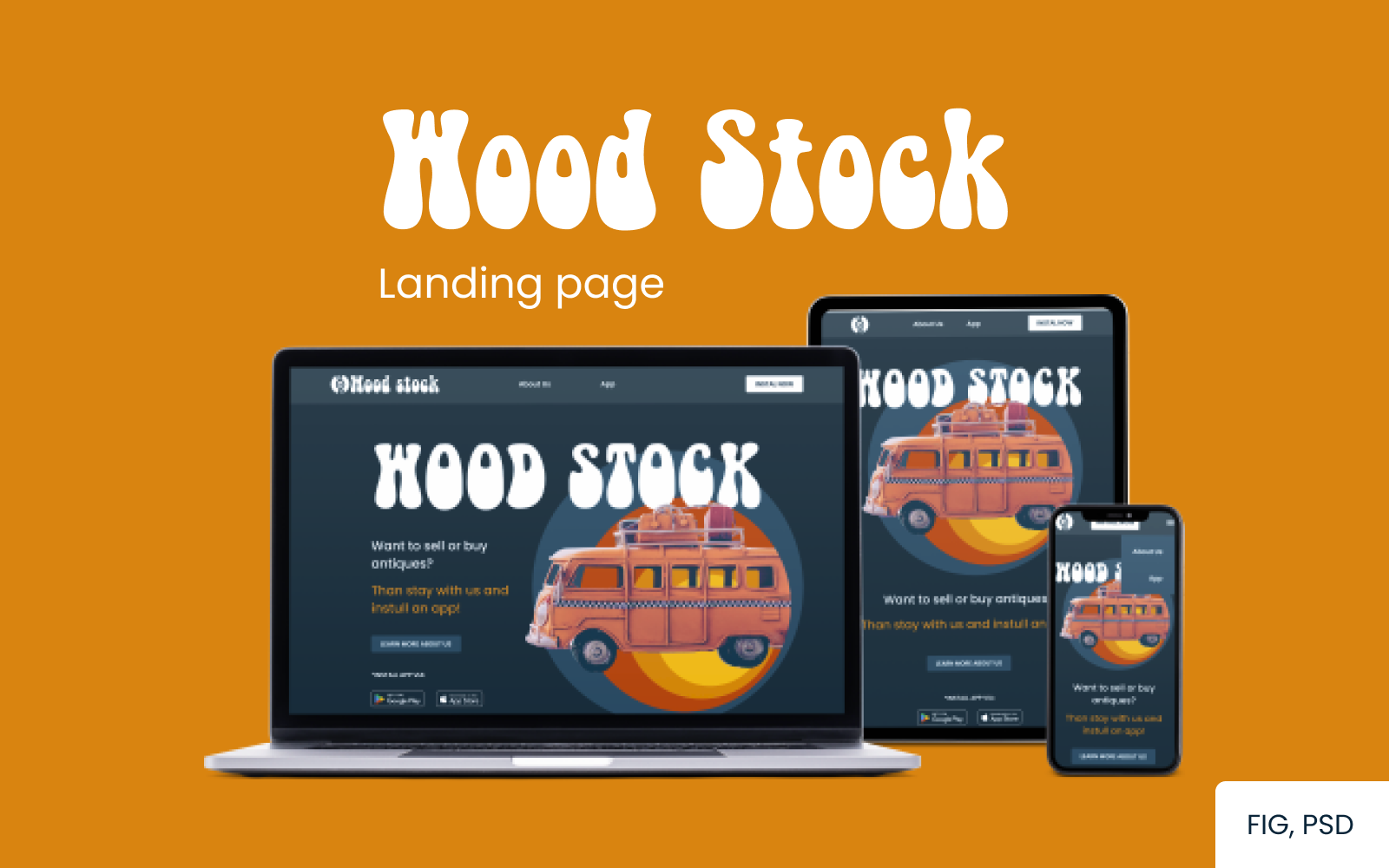 Wood Stock — Retro styled Landing page