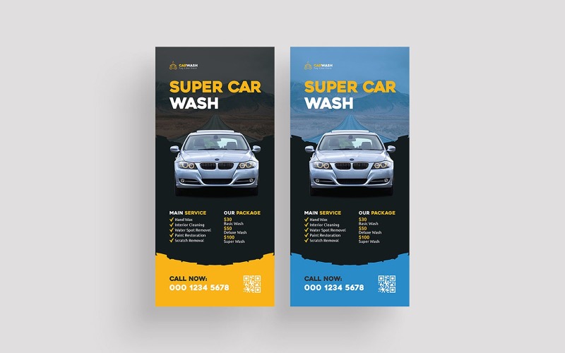 Car Wash Rack Card Template Corporate Identity