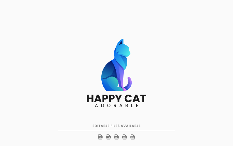 Cat Gradient Logo Style 1 Logo Template