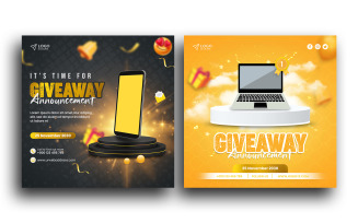 Give away contest Instagram post social media post banner template