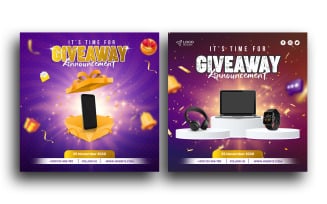 Give away contest social media post Instagram post Banner template
