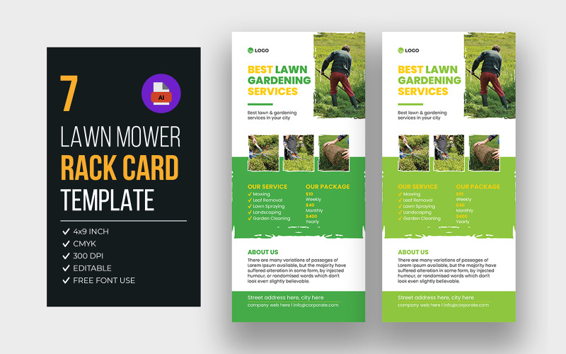Lawn Mower Rack Card Bundle Corporate Identity