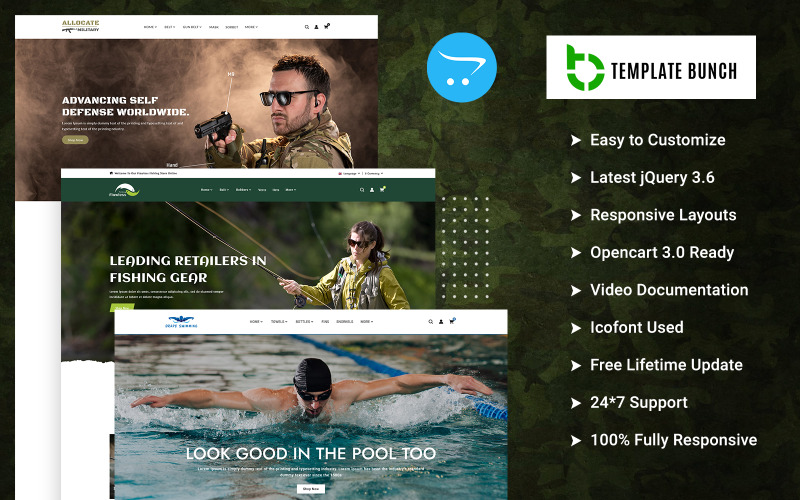 Allocate - Military & Fishing with Swiming - Responsive OpenCart Theme for eCommerce OpenCart Template