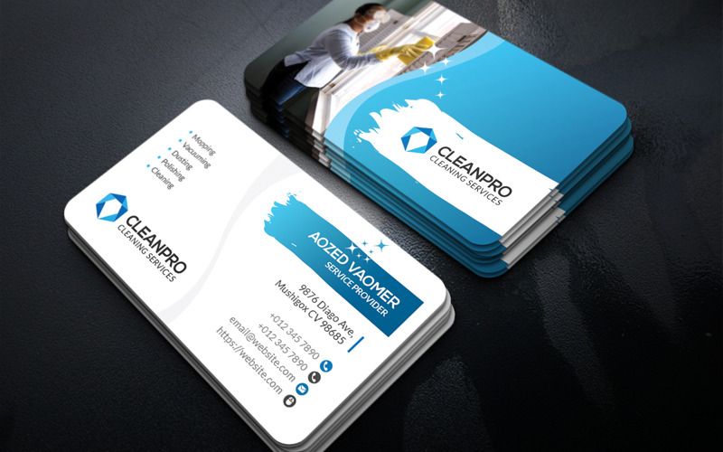 Cleaning Business Card Template Corporate Identity