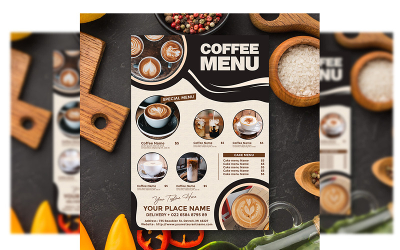 Coffee Menu Flyer Template #7 Corporate Identity