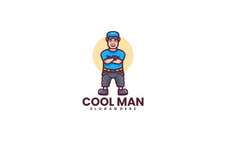 Cool Man Cartoon Logo Style