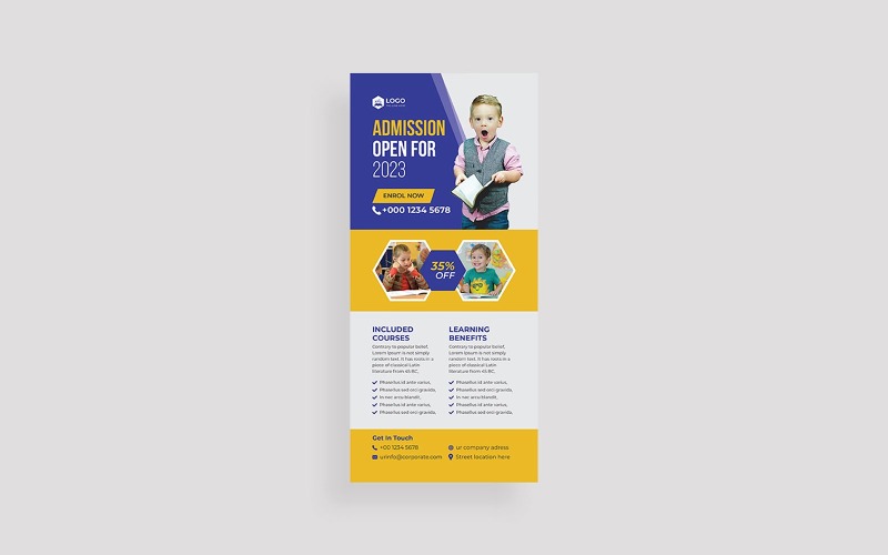 Kids School Admission Dl Flyer Template Corporate Identity