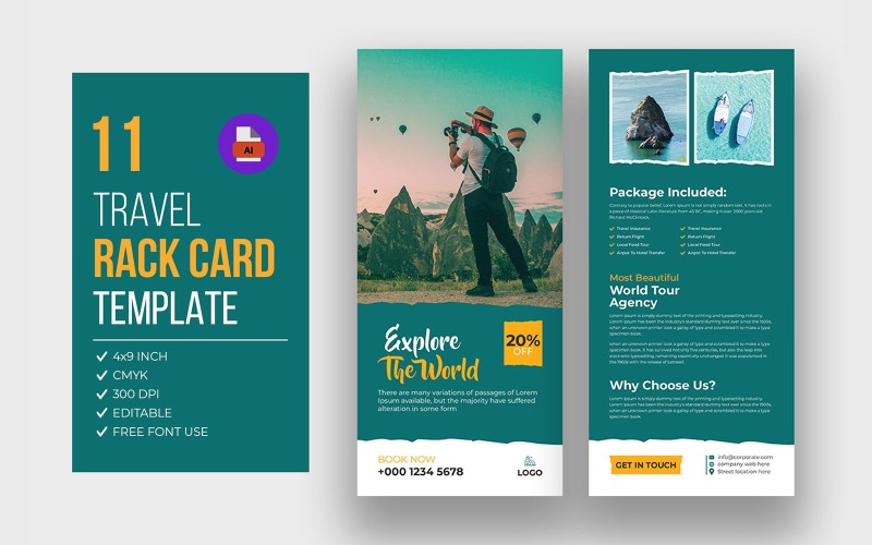 Modern Travel Rack Card Bundle Corporate Identity