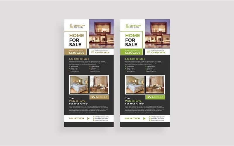 Real Estate Home Rack Card Template Corporate Identity
