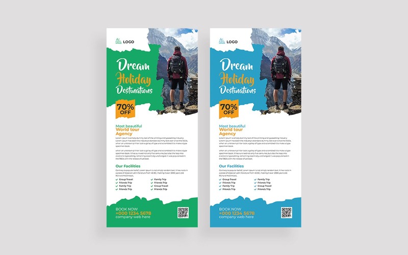 Travel Rack Card or Dl Flyer Template Corporate Identity