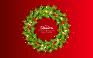 Best christmas wishes wreath with decorated holiday wreath flat illustration concept