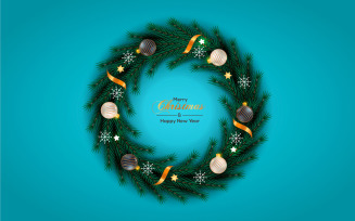 Best christmas wishes wreath with decorated holiday wreath flat vector illustration style