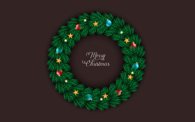 Best christmas wishes wreath with decorated holiday wreath illustration Illustration