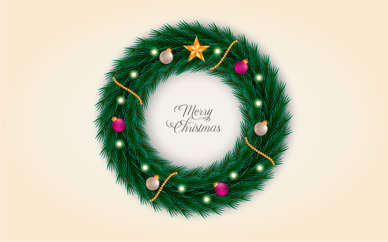 Best christmas wishes wreath with decorated holiday wreath vector illustration Illustration