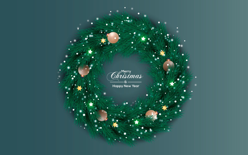 christmas wishes wreath with decorated holiday wreath flat vector illustration Illustration