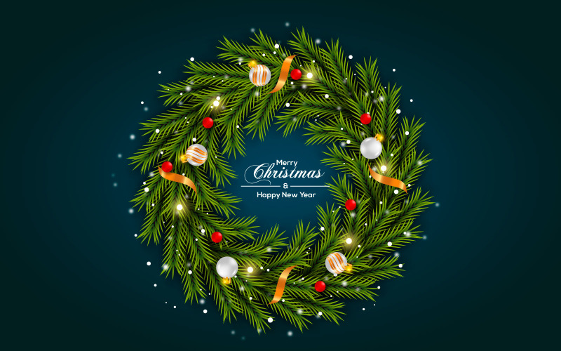 t christmas wishes wreath with decorated holiday wreath Illustration