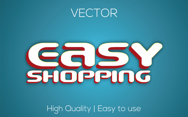 Easy Shopping | 3D Easy Shopping | Editable Vector Text Effect | Premium Realistic Vector Font Style Illustration