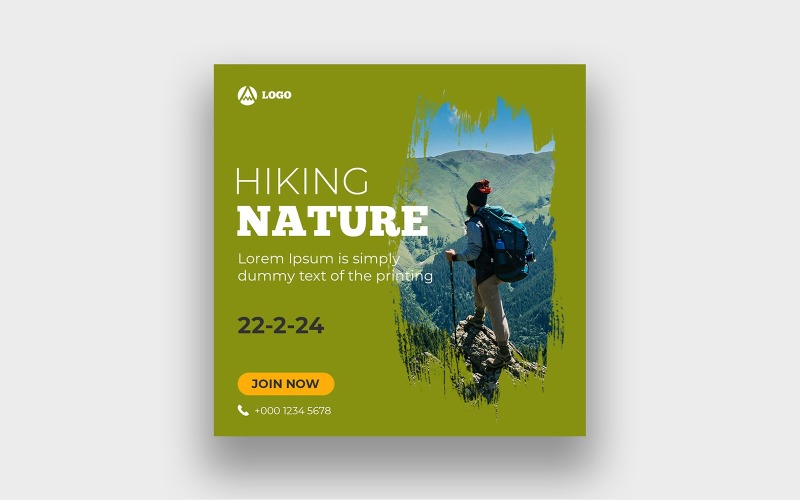 Hiking Nature Facebook Post Design Template Social Media