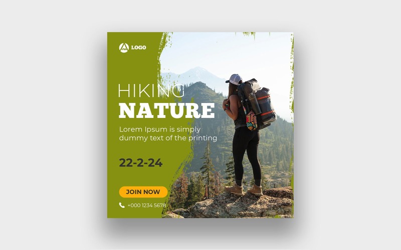 Hiking Nature Facebook Post Template Social Media