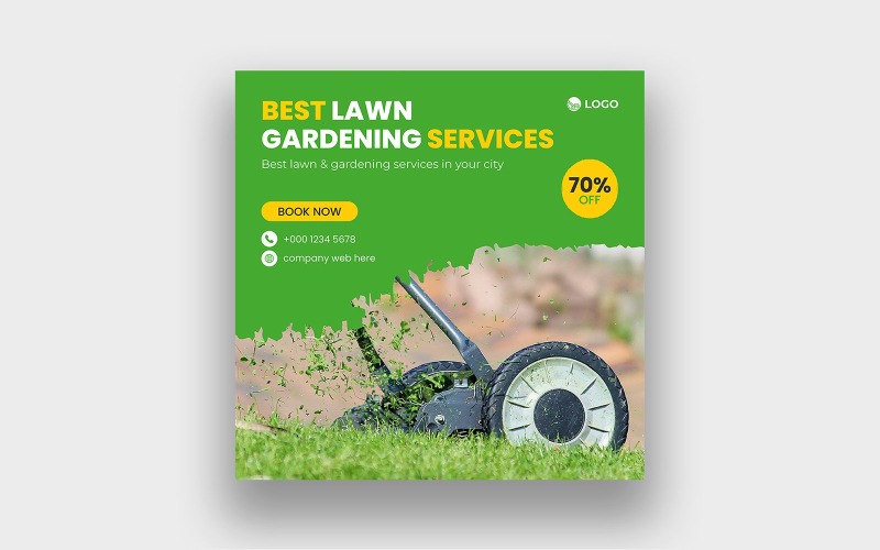 Lawn Mower Facebook Instagram Post Design Social Media