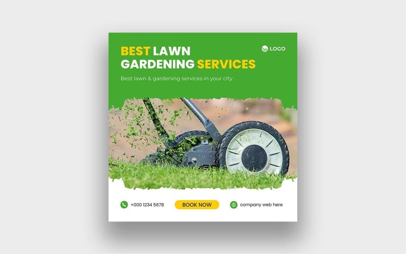 Lawn Mower Facebook Post Template Social Media