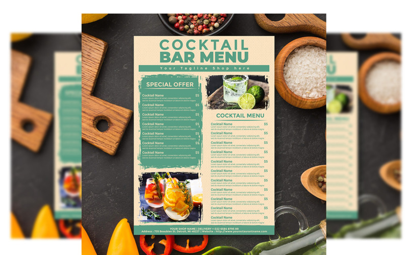 Modern cocktails menu Template Corporate Identity