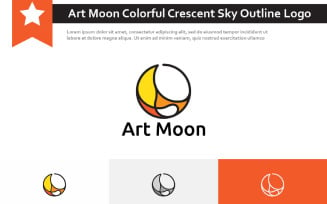 Art Moon Colorful Crescent Sky Outline Logo