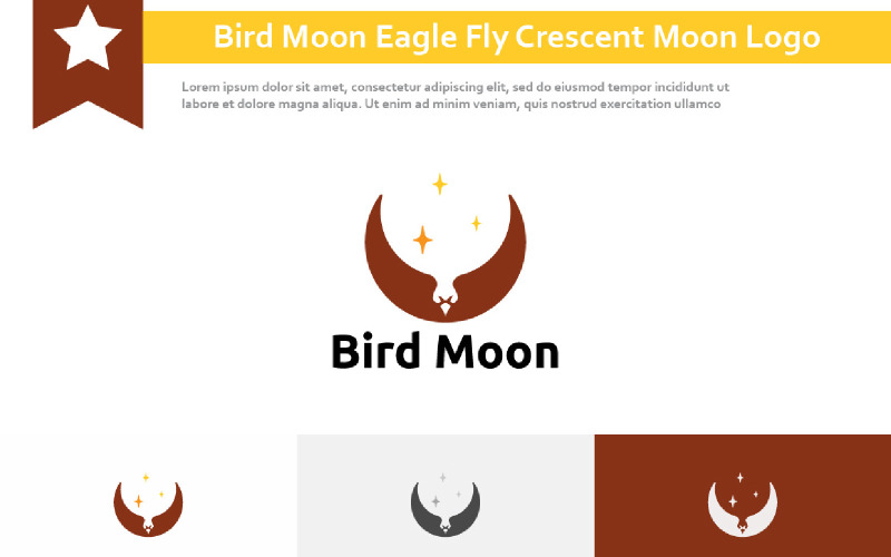 Bird Moon Eagle Wings Fly Stars Crescent Moon Logo Logo Template