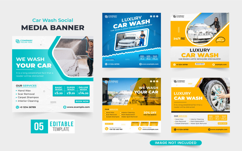 Car wash and cleaning service poster Social Media
