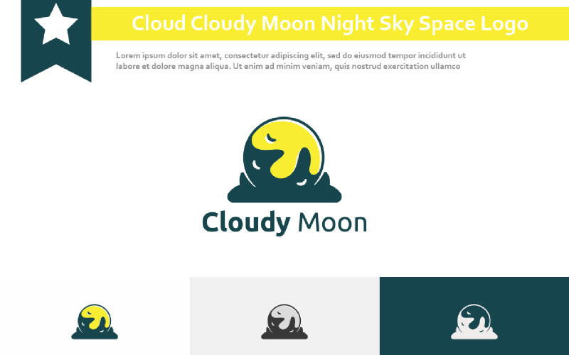 Cloud Cloudy Moon Night Sky Space Logo Logo Template