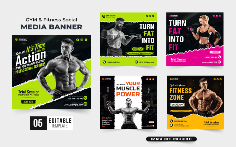 Gym business promotion template vector Social Media