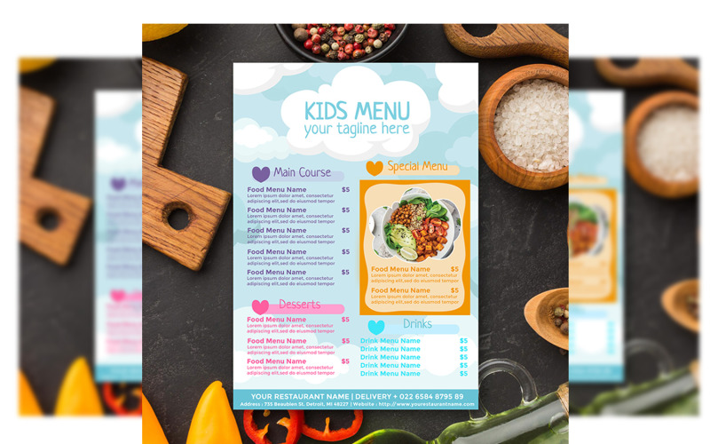 Kids Food Menu - Flyer Template #2 Corporate Identity