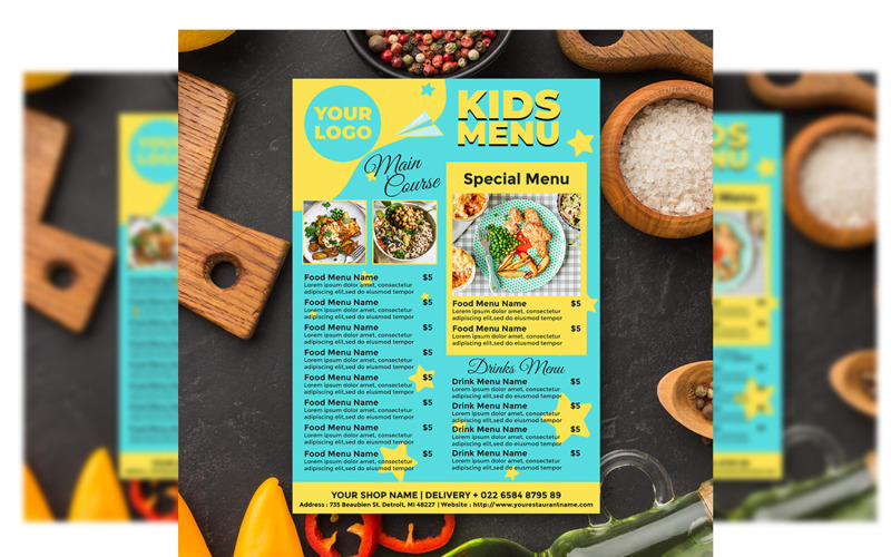 Kids Food Menu - Flyer Template Corporate Identity
